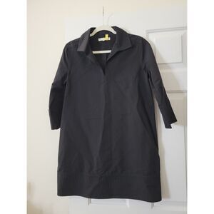 Ann Mashburn Black Cotton & Nylon Blend V-Neck Dress Sz M
